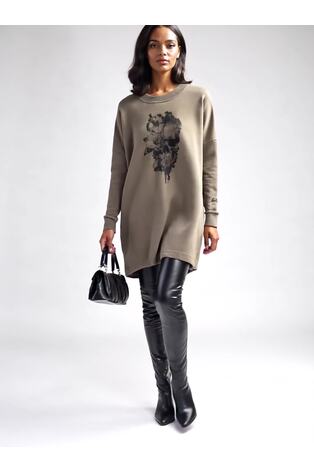 Religion tunika obleka z vodnimi barvami in grafiko lobanje Religion Flora Sweat - Slika 2 iz 7