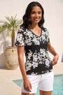 Roman Black Floral Lace V-Neck Top - Image 2 of 5