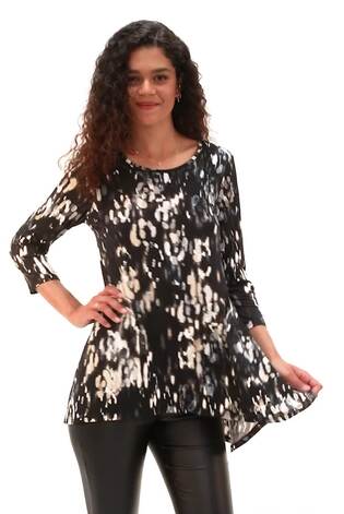 Roman Black Abstract Print Tunic - Image 2 of 6