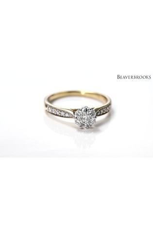 Beaverbrooks Platinum Diamond Cluster Ring - Image 2 of 6