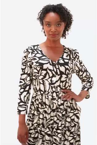 Roman Black Petite Floral Buttoned Dress - Image 2 of 6