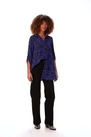 Roman Blue Swing Shape Animal Print Blouse - Image 2 of 6
