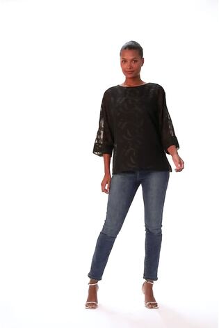 Roman Black Zig Zag Burnout Overlay Top - Image 1 of 1
