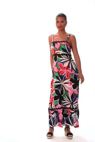 Roman Pink Floral Print Ric Rac Maxi Dress - Image 2 of 6