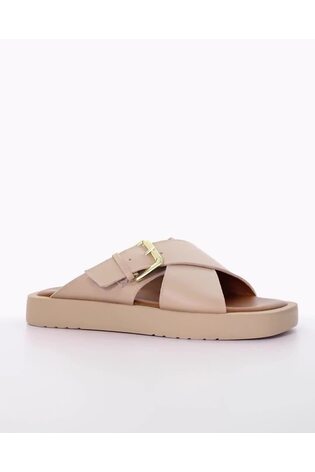 Dune London Pink Liquorice Buckle Cross Strap Sandals - Image 2 of 6