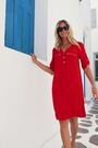 Sosandar Red Button Front Zip Detail Shift Dress - Image 2 of 6