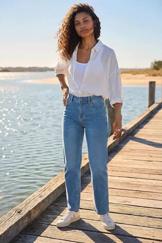 Bleu - Pantalon Roman Petites coupe droite extensible - Image 2 de 6