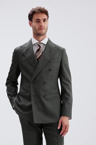 MOSS Charcoal Tailored Double Breasted Italian Suit Jacket - Image 2 of 6