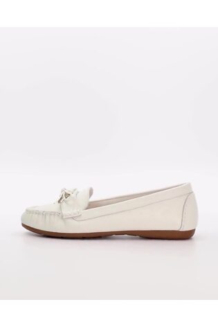 Dune London White Grovers Trim Detail Driving Moccasins