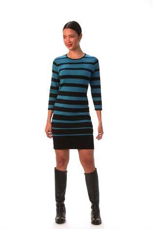 Roman Blue Gradient Stripe Knitted Dress - Image 2 of 6