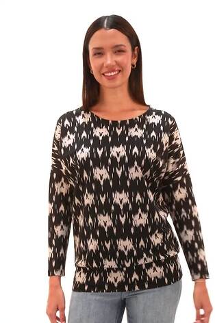 Roman Grey Abstract Print Round Neck Top - Image 2 of 6