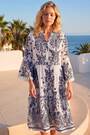 Roman Blue Beaded Tassel Trim Smock Dress - Image 2 of 5