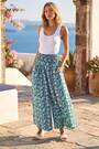 Roman Green Shirred Palazzo Stretch Trousers - Image 2 of 7