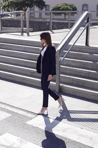 Sosandar Blue Button Detail Trousers - Image 2 of 5