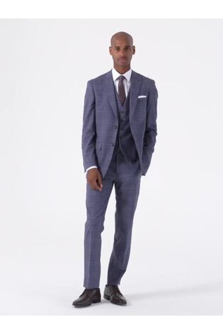 Skopes Blue Tailored Fit Irwin Windowpane Check Suit Jacket - Image 1 of 1