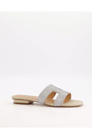 Dune London Silver Standard Fit Loupe Smart Slider Sandals - Image 2 of 6