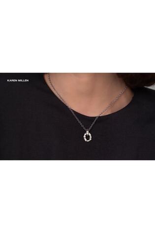 Karen Millen Silver Tone Crystal Chain Link Pendant Necklace - Image 2 of 6