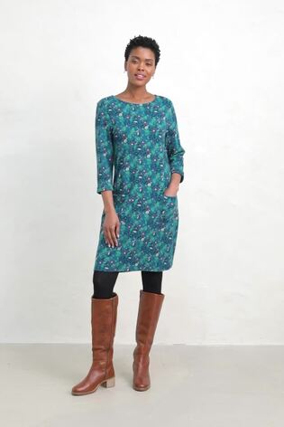 Buy Seasalt Cornwall Blue Print Makers Jersey Dress from Next Luxembourg