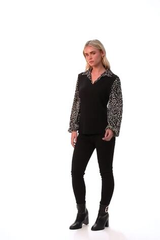 Bluză Roman Mărime mică 2 în 1 cu Decolteu în V contrastant - Imaginea 2 din 6