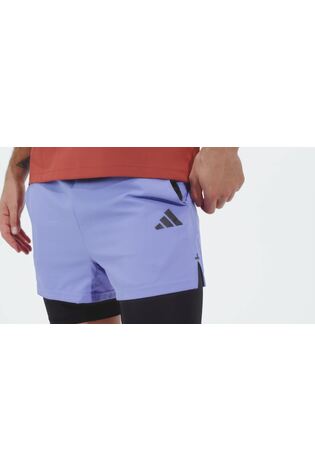 adidas Blue Gym+ 2-in-1 Shorts - Image 2 of 7 adidas Blue Gym+ 2-in-1 Shorts - Image 2 of 7