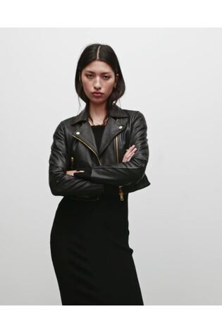 AllSaints Black Biker Jacket - Image 2 of 9