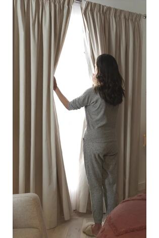 Natural Linen Look Pencil Pleat Blackout/Thermal Curtains - Image 2 of 8