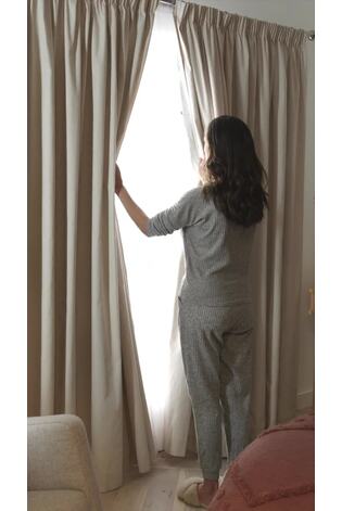 Natural Linen Look Pencil Pleat Blackout/Thermal Curtains - Image 2 of 6