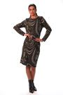 Roman Grey Textured Swirl Pattern Stretch Midi Dress - Image 2 of 6