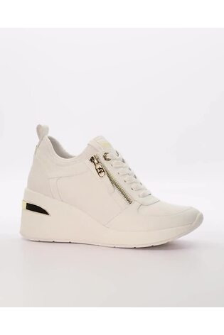 Dune London White Eilin Zip Detail Wedge Trainers - Image 2 of 6
