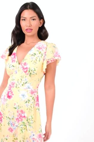 Quiz yellow floral dress hot sale