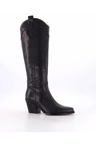 Dune London Black Tennessee High Leg Western Boots - Image 2 of 7