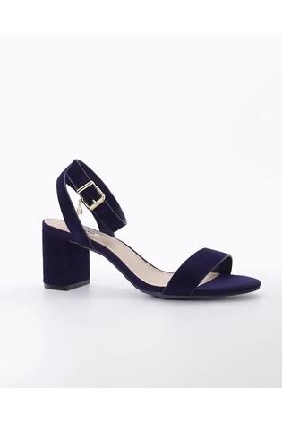 Dune London Blue Wide Fit Memee Mid Block Heel Sandals - Image 2 of 7