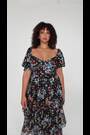 Lovedrobe Blue Foil Printed Lace Tiered Hem Midaxi Dress - Image 2 of 7