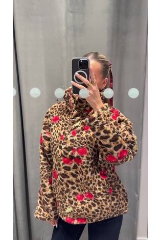 Animal/Cherry Print Borg Half Zip Fleece - Image 2 of 11