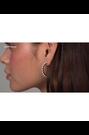 Karen Millen Gold Tone Logo Pearl Hoop Earrings - Image 2 of 6