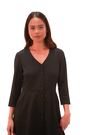 Roman Black Petite V-Neck Button Detail Stretch Dress - Image 2 of 6