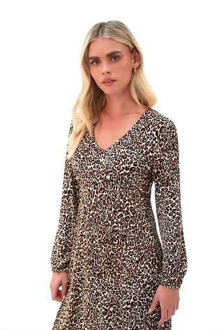 Roman Black Petite Plisse Animal Frill Dress - Image 2 of 6