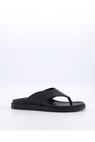 Dune London Black Iddolise Toe Thong Footbed Sandals