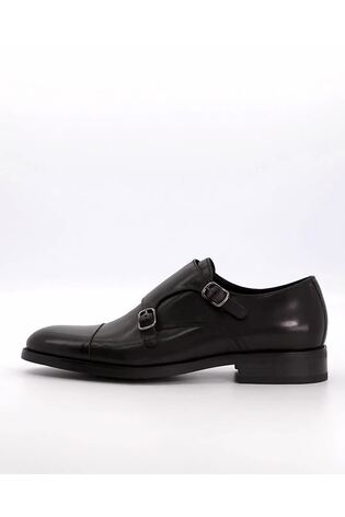 Dune London Black Toe Cap Sullivann Double Monk Shoes