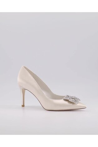 Dune London White Bellissima Brooch Mid Heel Shoes - Image 2 of 6