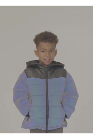 Buy Angel Rocket Chase Black Holographic Puffer Jacket from Next Luxembourg