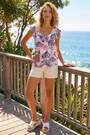 Roman Pink Leaf Print Top - Image 2 of 6