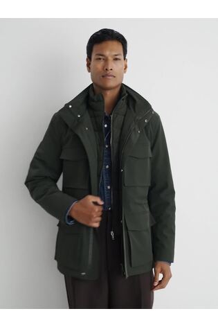 Four-Pocket Hooded Jacket with Removable Gilet in Dark Green - Image 2 of 9