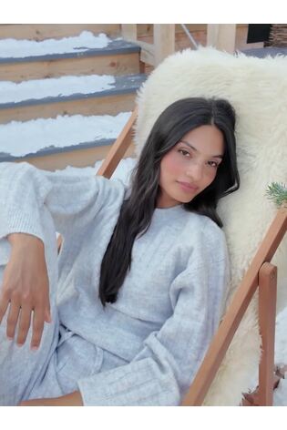 FatFace Grey Marl Knitted Lounge Jumper - Image 2 of 8