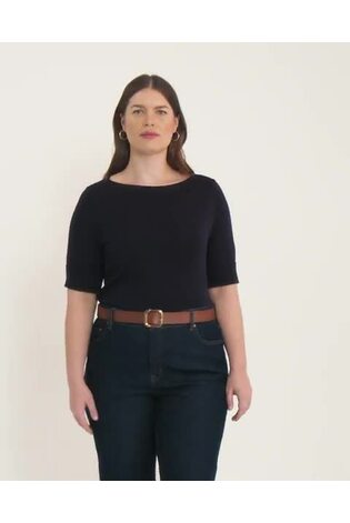 Lauren Ralph Lauren Curve Judy Stretch Cotton Boatneck Top - Image 2 of 13