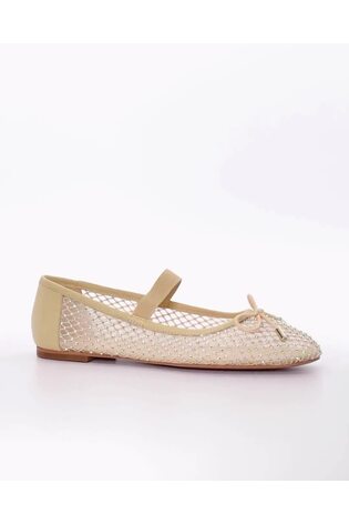 Dune London Natural Happeningg Embellished Ballerina Flats - Image 2 of 7