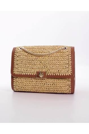 Dune London Natural Delphinium Raffia Turnlock Shoulder Bag - Image 2 of 4 Dune London Natural Delphinium Raffia Turnlock Shoulder Bag - Image 2 of 4