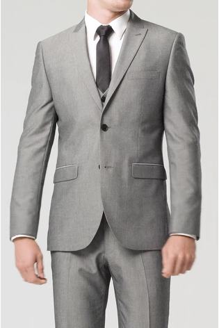 Light Grey Tailored Fit Two Button Suit Jacket - Image 2 of 12