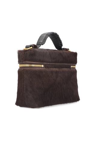 Reiss Chocolate Ines Pony Hair-Effect Vanity Crossbody Bag - Image 2 of 7