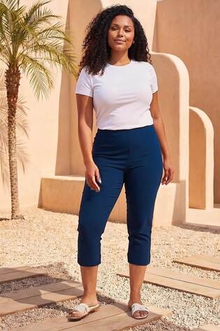 Roman Blue Curve Cropped Stretch Capri Trousers - Image 2 of 5